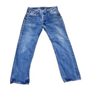 Levis 501 Mens Straight Leg Medium Wash Button Fly Denim Jeans W35 L32
